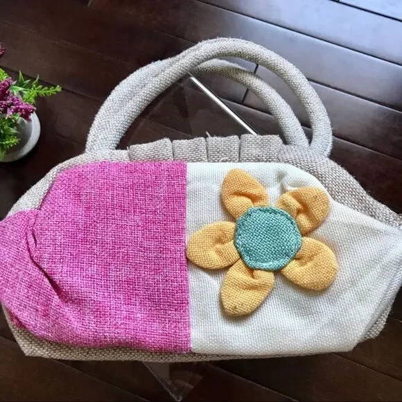 Cute Boho Burlap Purse - Picture 7 of 9